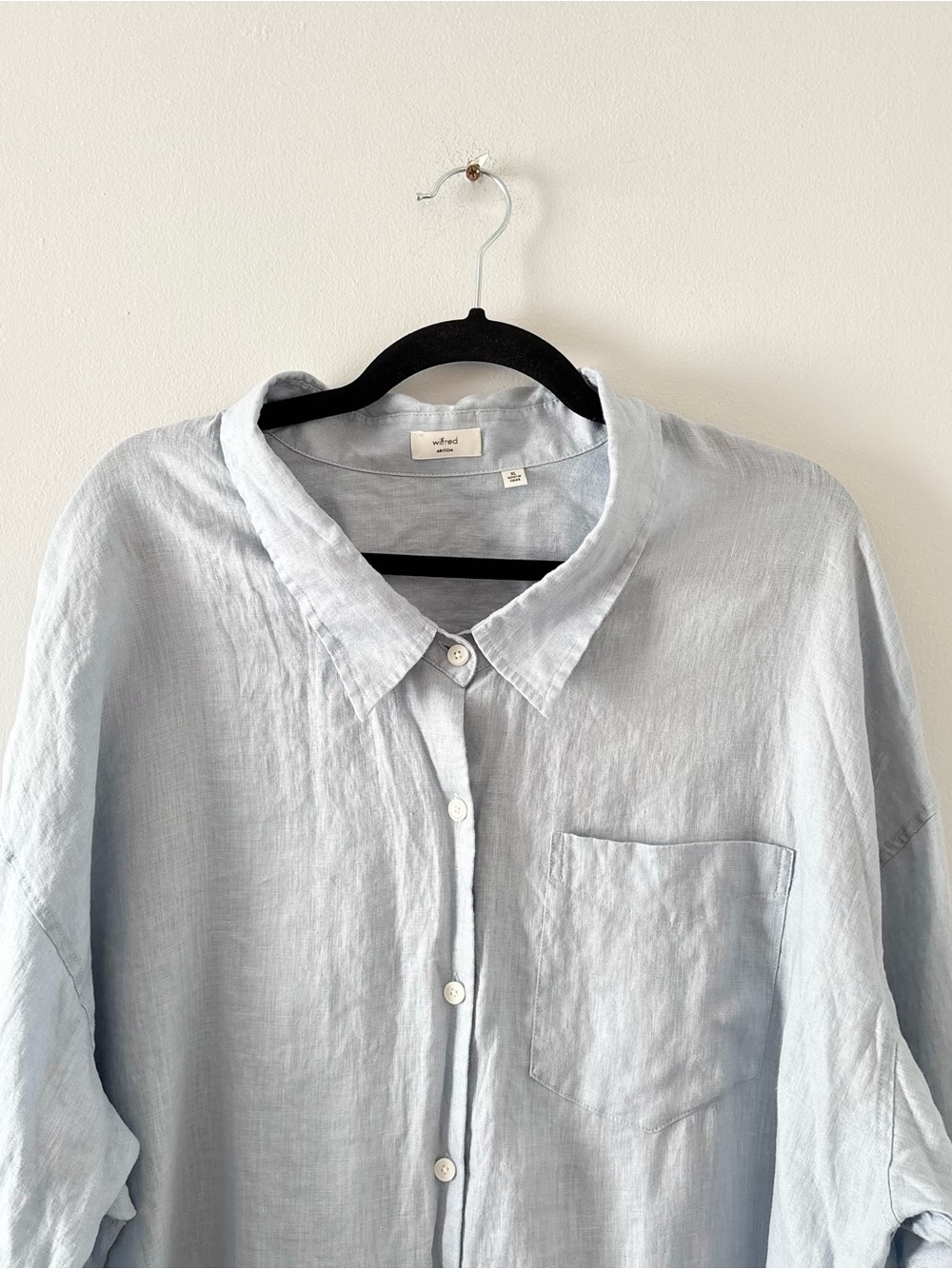 Wilfred Reminisce Relaxed Linen Shirt Long Sleeve Button-Up Oversized Aritzia - Picture 5 of 9
